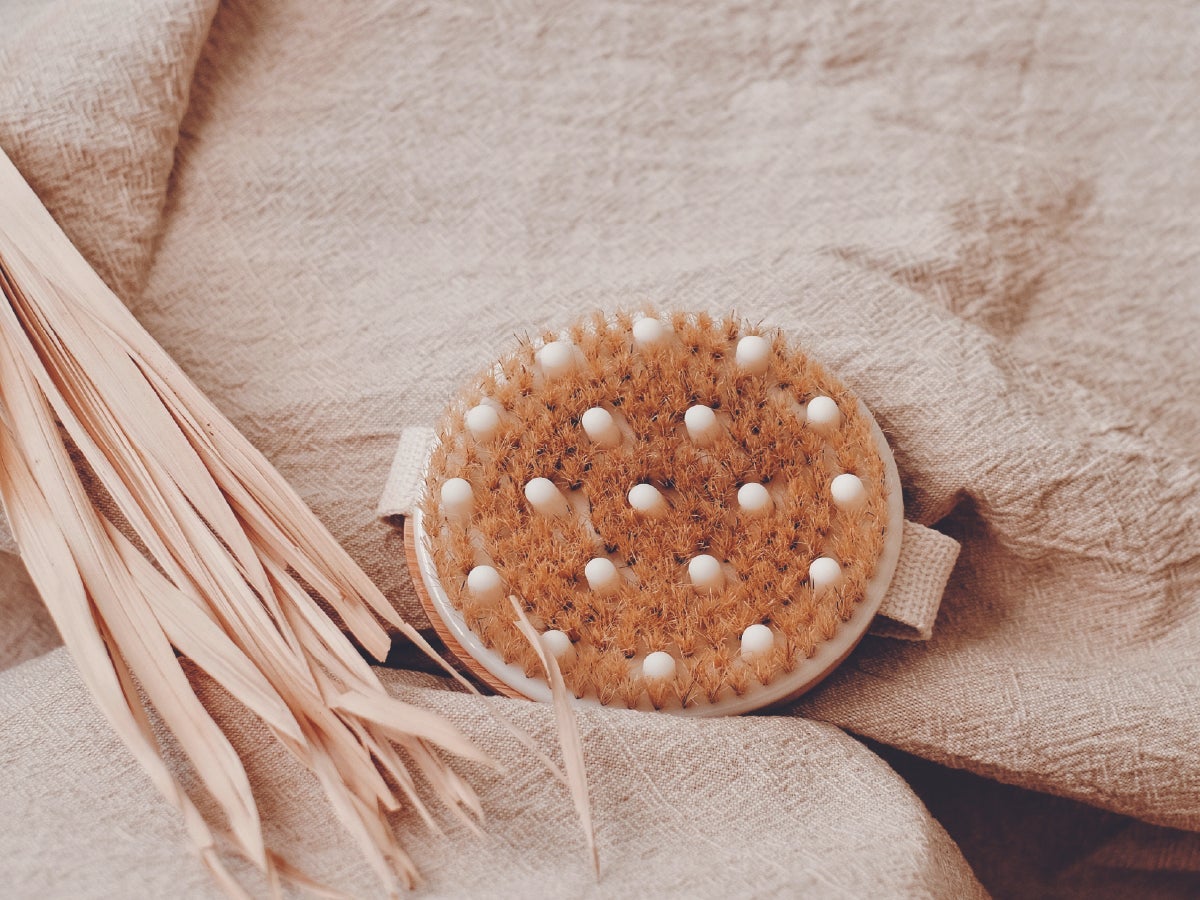 Brush on a beige linen on a beige background