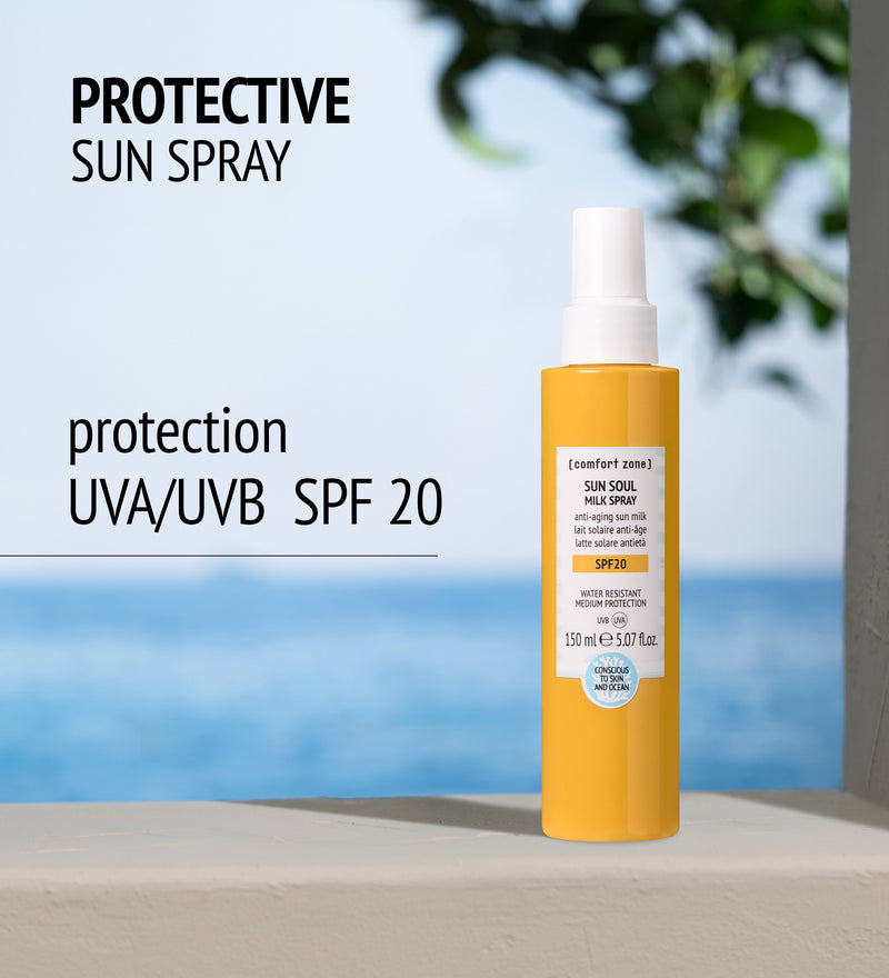 Comfort Zone: SUN SOUL MILK SPRAY SPF 20  Anti-aging body sun milk -
